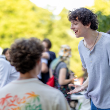 A photo of a Denison student at the involvement fair.